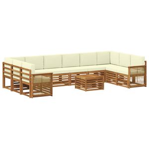 vidaXL Lauko sofos komplektas su pagalve 8 pcs Natūralus ir grietinėlė