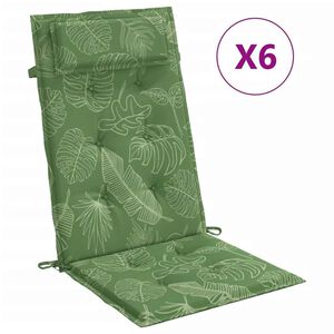 vidaXL Kėdės pagalvėlės, 6vnt., oksfordo audinys, su lapais