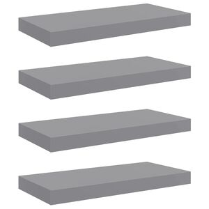 vidaXL Pakabinamos sieninės lentynos, 4vnt., pilkos, 50x23,5x3,8cm, MDF