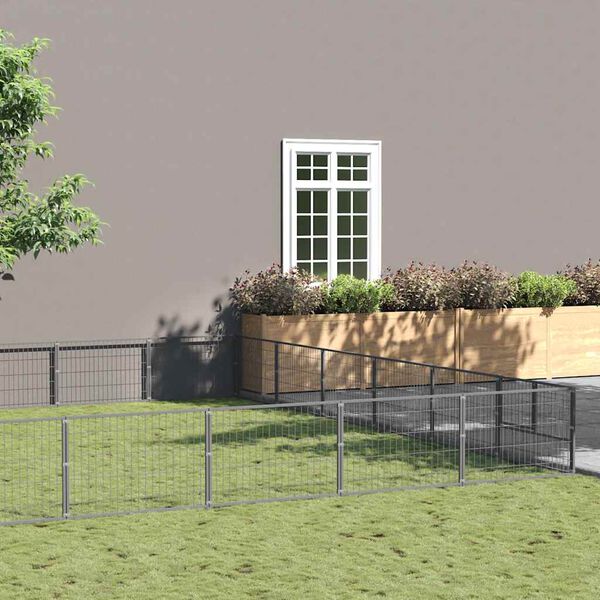 vidaXL Voljeras &scaron;unims, sidabrinės spalvos, 54m&sup2;, plienas