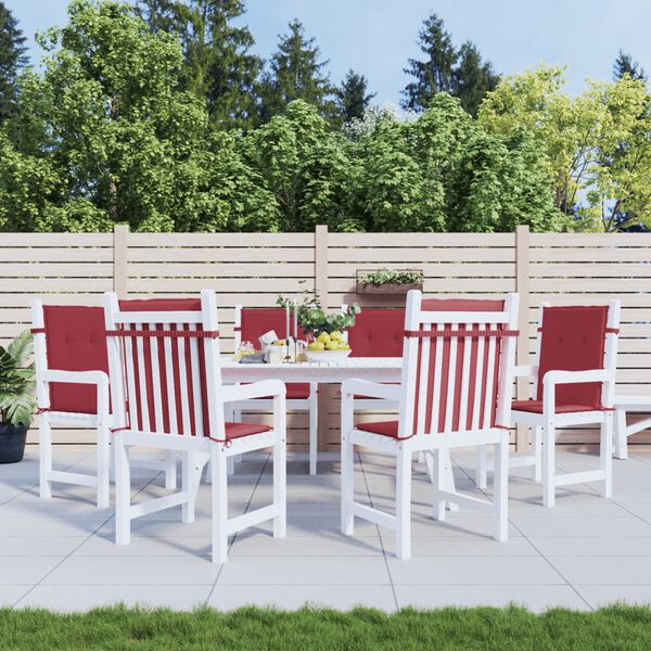 vidaXL Sodo kėdės pagalvėlės, 6vnt., vyno, 100x50x3cm, audinys