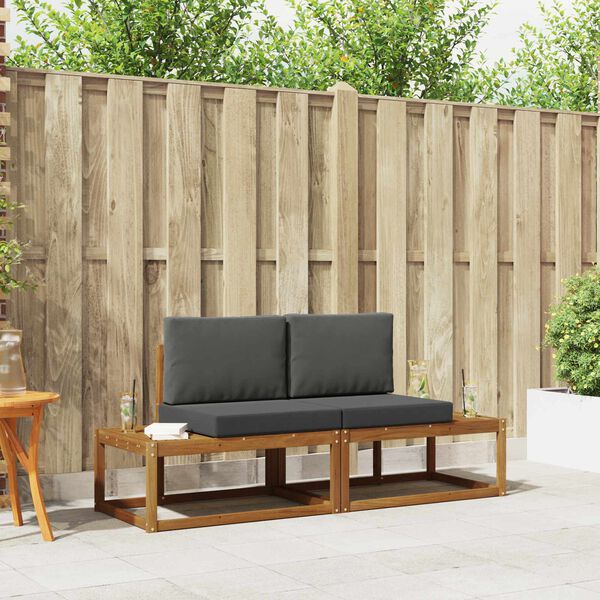 vidaXL Lauko sofos komplektas su pagalve 2 pcs Natūrali