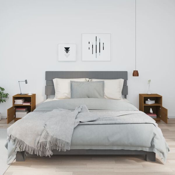 vidaXL Naktinės spintelės, 2vnt., medaus rudos, 40x34x55cm, pu&scaron;is