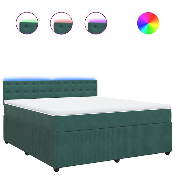 vidaXL Lova su spyruoklėmis ir čiužiniu, žalia, 180x200 cm, aksomas