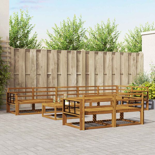 vidaXL Lauko sofos komplektas 9 pcs Natūrali Kietos akacijos mediena