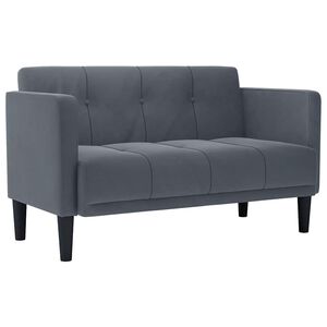 vidaXL Dvivietė sofa, tamsiai pilka, 111 cm, aksomas