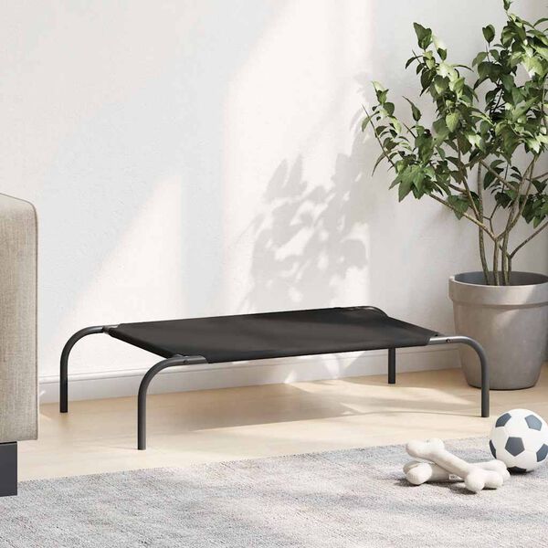 vidaXL paauk&scaron;tinta &scaron;unų lova juoda 90x50x20 cm Oksfordo audinys