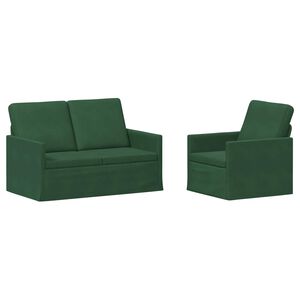 vidaXL Sofos komplektas 2 pcs Džiunglių žalia Kordūrinis audinys
