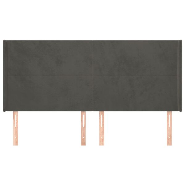 vidaXL Galvūgalis su auselėmis,tamsiai pilkos,183x16x118/128cm,aksomas