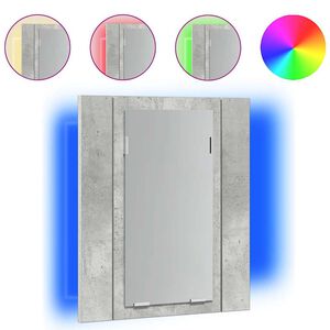 vidaXL Veidrodinė vonios spintelė su LED, betono, 40x12x45cm, akrilas
