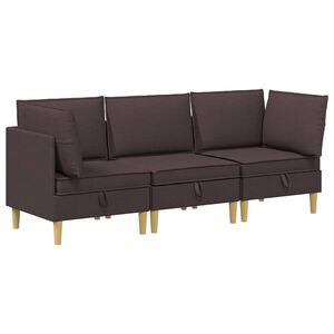 vidaXL Modulinė sofa su laikymo vieta 3 vnt. Tamsiai rudas Audinys
