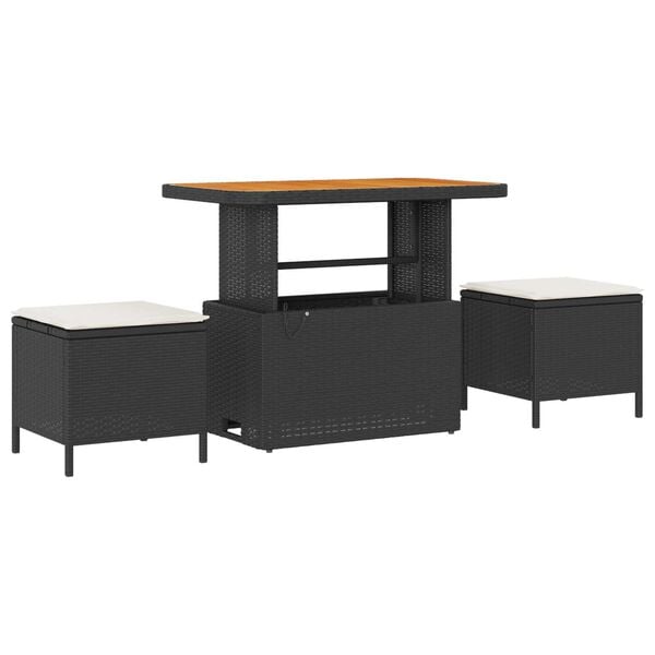 vidaXL Sodo Sofų Rinkinys 11 pcs Juoda ir kreminė poliratanas