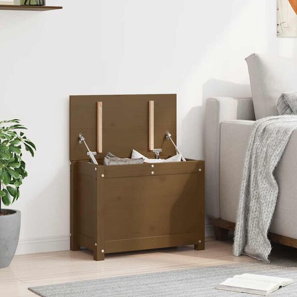 vidaXL Daiktadėžė, medaus ruda, 60x32x45,5cm, pu&scaron;ies medienos masyvas