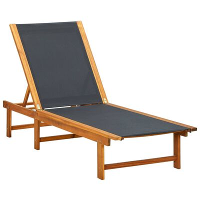 vidaXL Saulės gultas, akacijos medienos masyvas ir tekstilenas