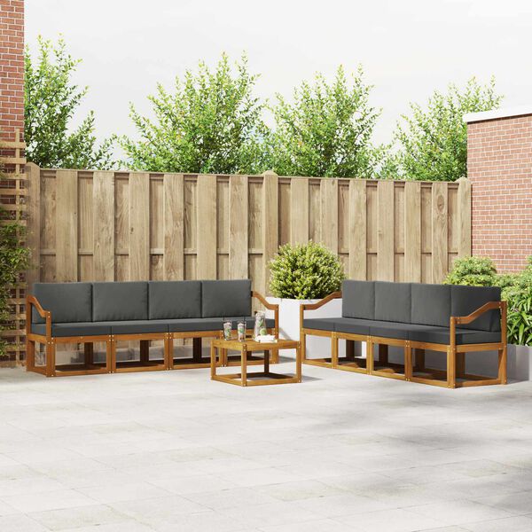 vidaXL Lauko sofos komplektas su pagalve 9 pcs Natūralus ir antracitas