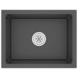 vidaXL Virtuvės plautuvė, juoda, rankų darbo, nerūdijantis plienas