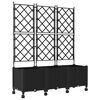 vidaXL Sodo vazonas su treliu ir ratais 3 vnt. Juoda 120 x 40 x 149 cm