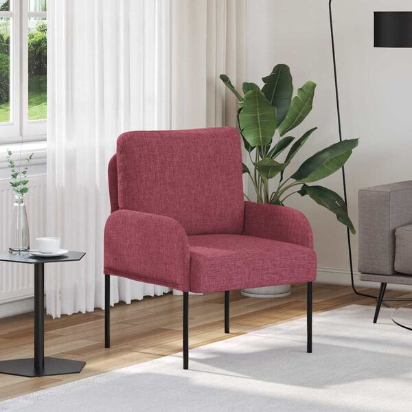 vidaXL Sofos su pagalve 55cm Vyno raudona fanera