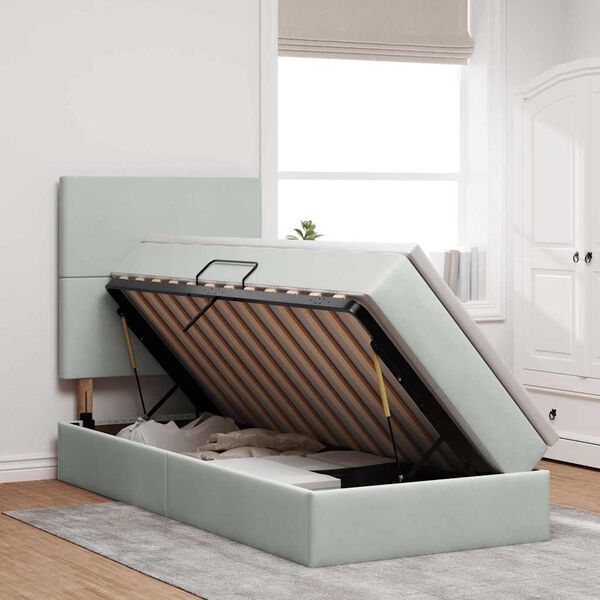 vidaXL Lova su daiktų laikymo vieta ir čiužiniu 90 x 190 cm Aksomas