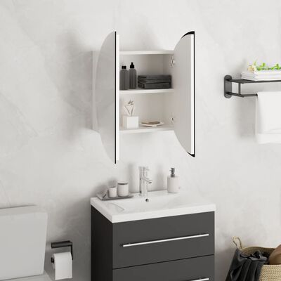 vidaXL Vonios kambario spintelė su veidrodžiu/LED, balta, 40x40x17,5cm