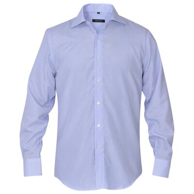 vidaXL Vyriški kostiumo marškiniai, dydis S, baltos/žydros juostelės