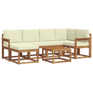 vidaXL Lauko sofos komplektas su pagalve 7 pcs Natūralus ir grietinėlė