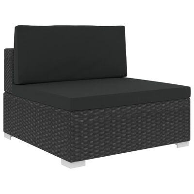 vidaXL Sodo baldų komplektas su pagalvėmis, 12 dalių, juodas, ratanas