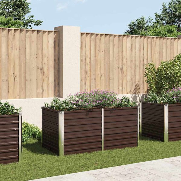 vidaXL Pakeltas sodo lovelis, rudas, 160x88x77cm, galvan. plienas