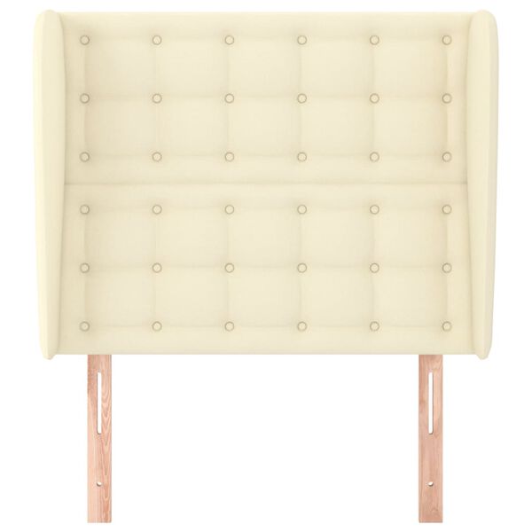 vidaXL Galvūgalis su auselėmis, kreminis, 103x23x118/128cm,netikra oda