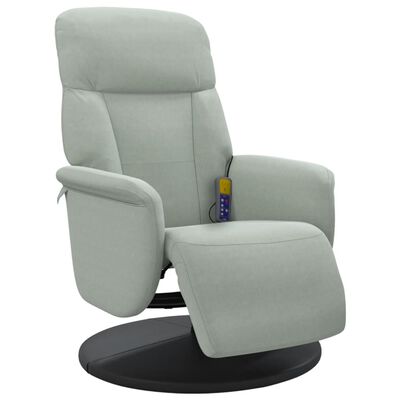 vidaXL Atlošiama masažinė kėdė su pakoja, šviesiai pilka, aksomas