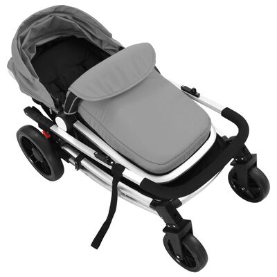 vidaXL 2-in-1 Vaikiškas sulankstomas vežimėlis, aliuminis, pilkas/juodas