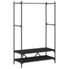 vidaXL Drabužių kabykla su lentynomis, juoda, apdirbta mediena