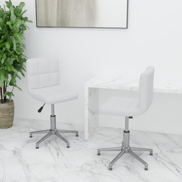 vidaXL Pasukamos valgomojo kėdės, 2vnt., baltos spalvos, dirbtinė oda