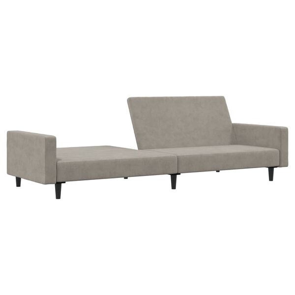vidaXL Dvivietė sofa-lova, &scaron;viesiai pilkos spalvos, aksomas