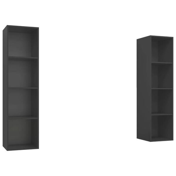 vidaXL Sieninės televizoriaus spintelės, 2vnt., pilkos, mediena