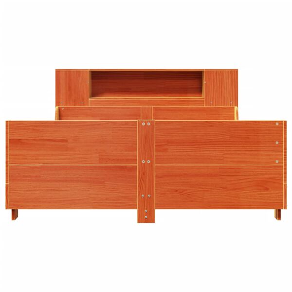 vidaXL Lovos rėmas be čiužinio, va&scaron;ko ruda, 140x200cm, pu&scaron;is