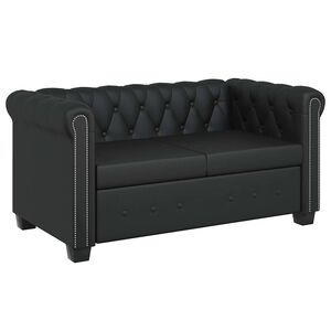 vidaXL Chesterfield dvivietė sofa, dirbtinė oda, juoda