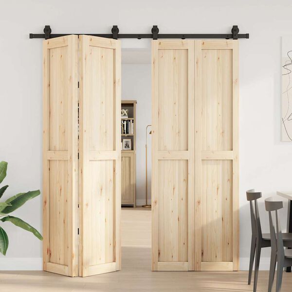 vidaXL Stumdomų durų įrangos rinkinys, juodos sp., 200cm, plienas