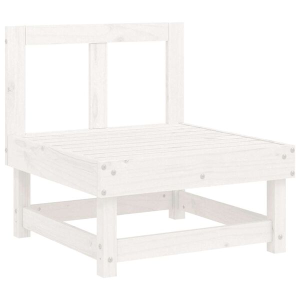 vidaXL Vidurinė sofos dalis su pagalvėlėmis, balta, pušies masyvas