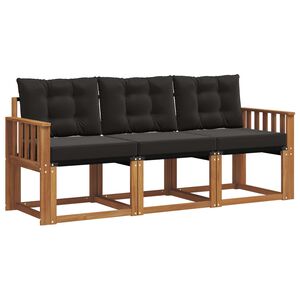 vidaXL Lauko sofos komplektas su pagalve 3 pcs Natūrali ir juoda
