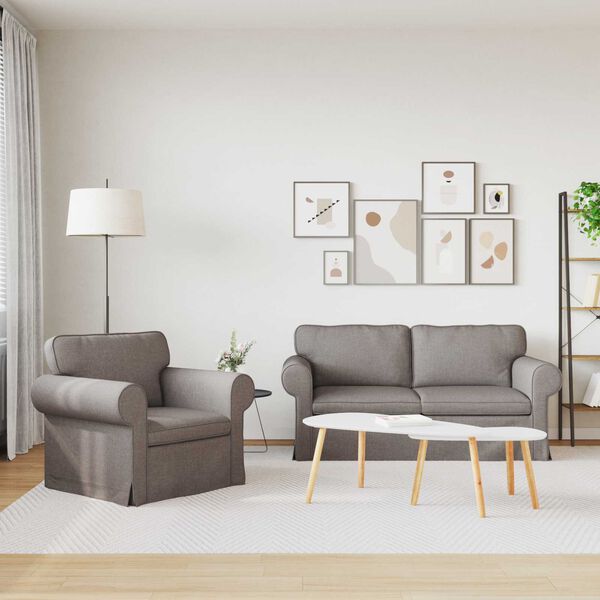 vidaXL Sofa 140cm 2 pcs Taupe Metalas