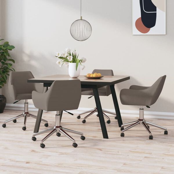 vidaXL Pasukamos valgomojo kėdės, 4vnt., taupe spalvos, audinys