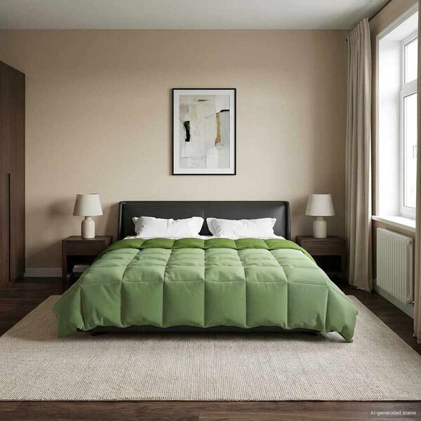 vidaXL Vasaros antklodė Tik&scaron;tas Žalia 200 x 200 cm Mikropluo&scaron;tas