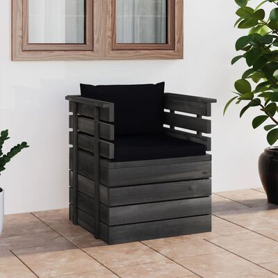 vidaXL Sodo krėslas su pagalvėlėmis , pušies mediena (315417+315059)