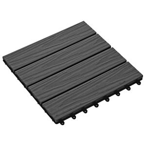 vidaXL Terasinė Plytelė 3D dizainas 11 vnt. Juoda 30 x 30 cm WPC
