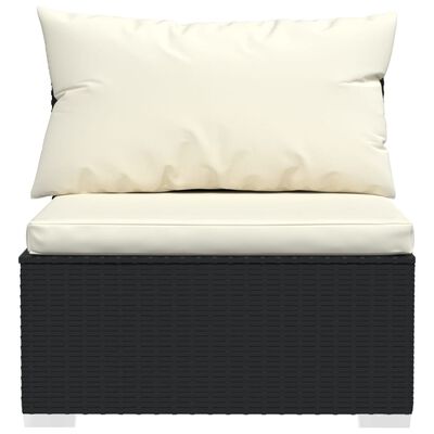 vidaXL Sodo komplektas su pagalvėmis, 4 dalių, juodas, poliratanas