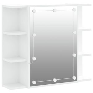 vidaXL Veidrodinė spintelė su LED ap&scaron;vietimu, balta, 70x16,5x60cm