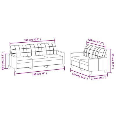 vidaXL Sofos komplektas su pagalvėmis, 2 dalių, kreminis, dirbtinė oda