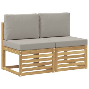 vidaXL 2 Vienetas Lauko Vidurinis Sofa Kietos akacijos mediena Balta