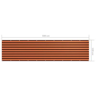 vidaXL Balkono pertvara, oranžinė ir ruda, 120x500cm, oksfordo audinys